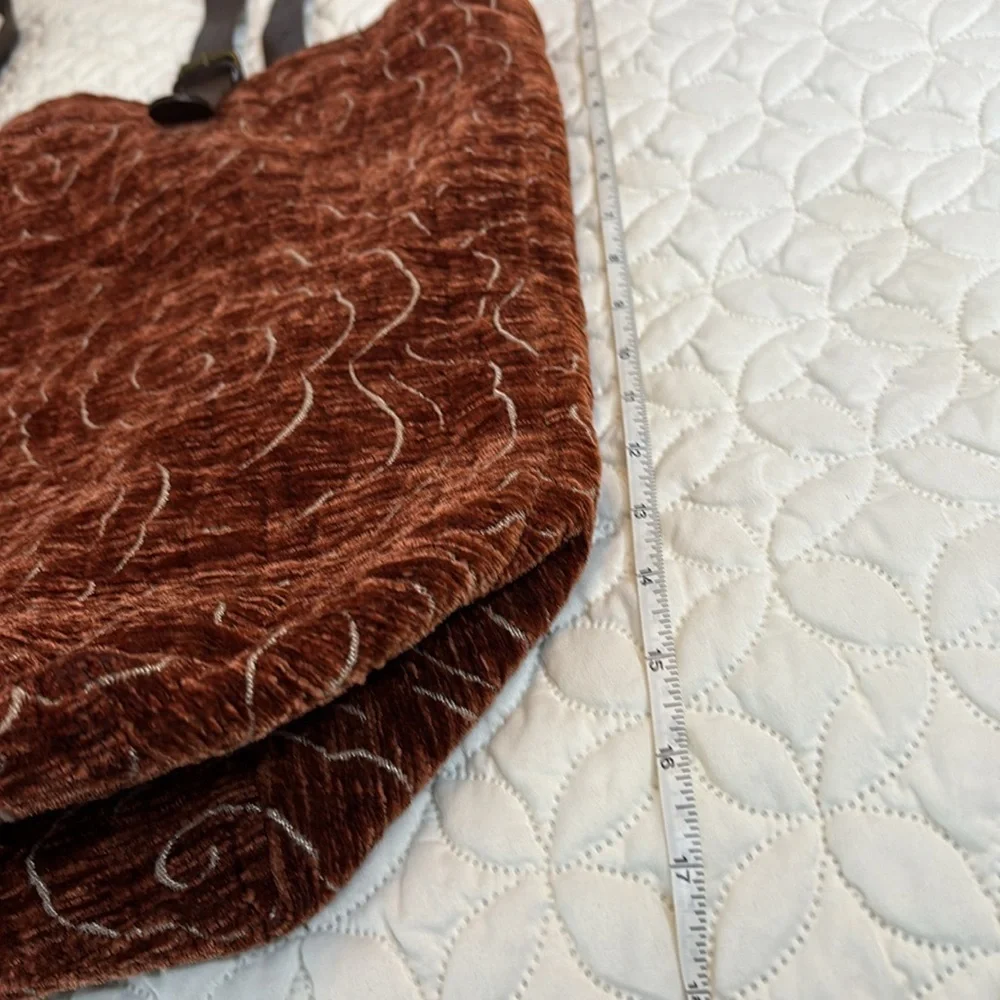 Jim Thompson Quilted Textured Velour Hobo Bag W/ Leather Straps Raw Silk Lining